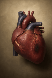 Imagem de um coração afetado pela síndrome coronariana aguda